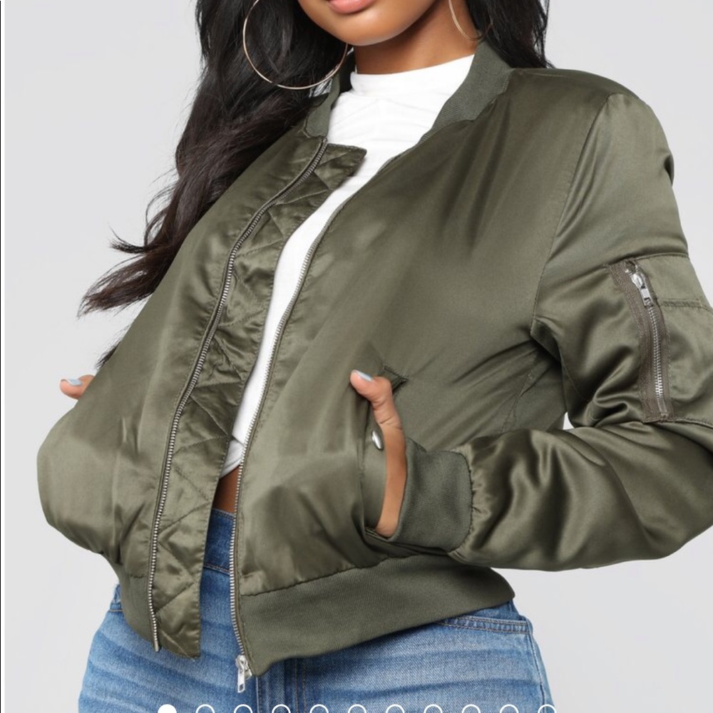 Olive bomber jacket